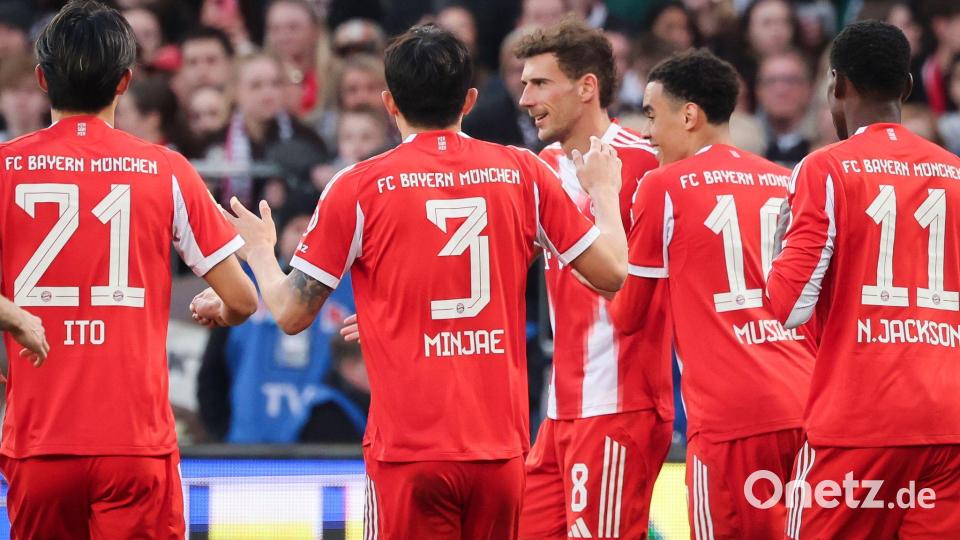 Der FC Bayern und sein Rekordtorschütze Leon Goretzka nach dem 5:0 beim FC St. Pauli. Bild: Christian Charisius/dpa
