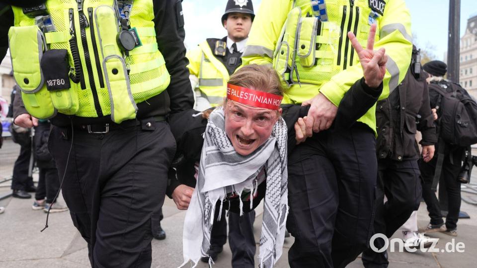 Bei der Demo in London gab es Hunderte Festnahmen. Bild: Lucy North/PA/AP/dpa