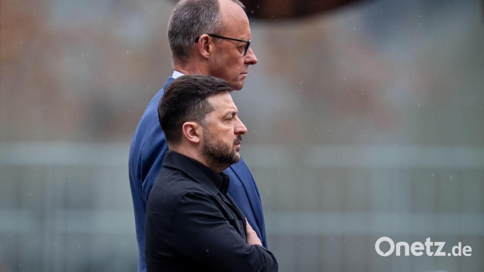 Merz und Selenskyj waren sich bei den Regierungskonsultationen in den meisten Punkten einig. Bild: Michael Kappeler/dpa