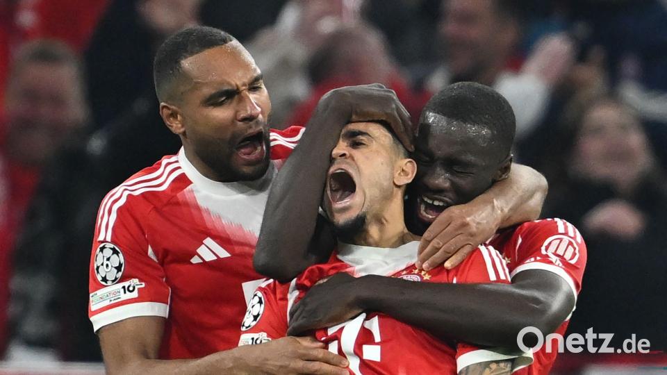 Luis Diaz (M) erlöst die Bayern gegen Real. Bild: Sven Hoppe/dpa