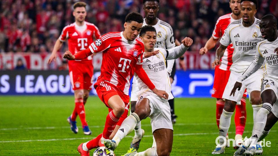 Jamal Musiala im Einsatz für den FC Bayern gegen Real Madrid. Bild: Tom Weller/dpa