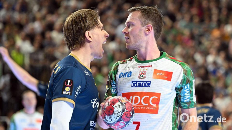 Duell auf Augenhöhe zwischen dem SC Magdeburg und dem Bergischen HC. Bild: Federico Gambarini/dpa