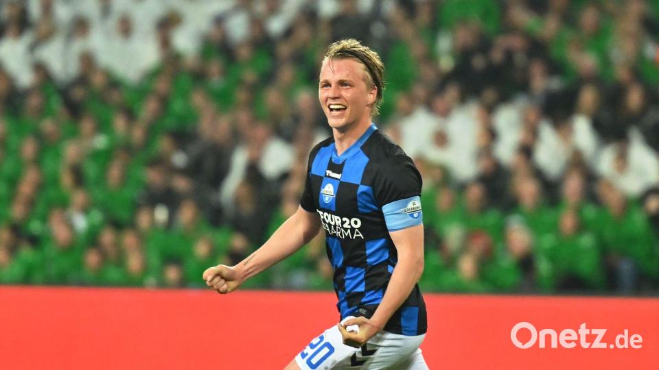 Paderborns Felix Götze traf zur Gäste-Führung bei Hannover 96. Bild: Swen Pförtner/dpa