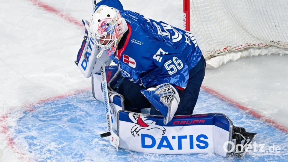 Die Adler um Torwart Maximilian Franzreb stehen im DEL-Finale. (Archivbild) Bild: Uwe Anspach/dpa