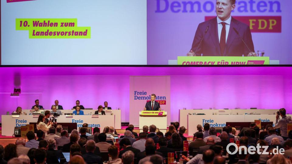 Henning Höne bekommt vom Parteitag Rückenwind für seine Kandidatur um den Bundesvorsitz. Bild: Christoph Reichwein/dpa