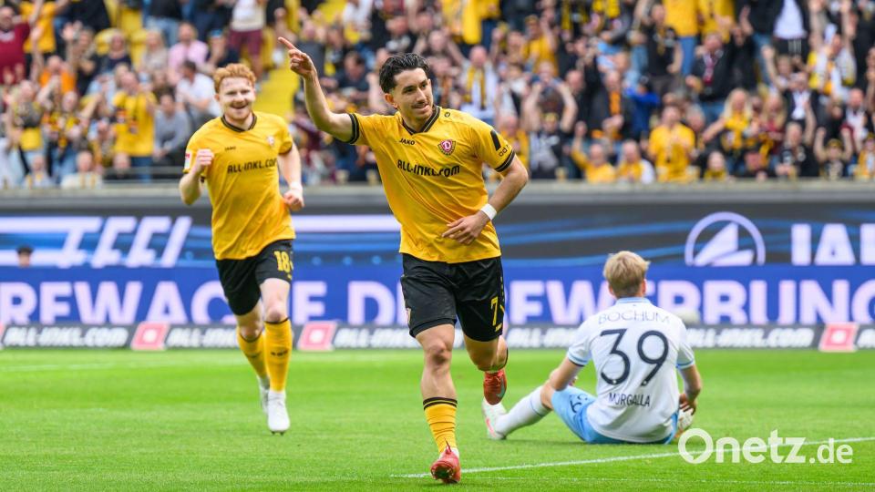 Jason Ceka von Dynamo Dresden erzielte gegen Bochum den 1:0-Führungstreffer. Bild: Robert Michael/dpa