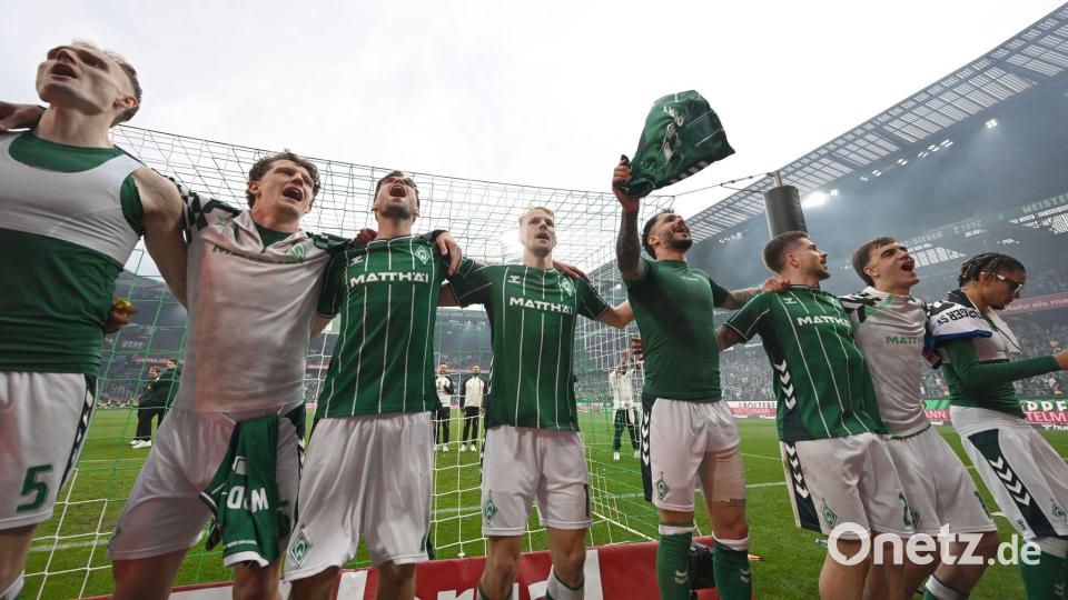 Bremer Jubel nach dem Derbysieg. Bild: Carmen Jaspersen/dpa