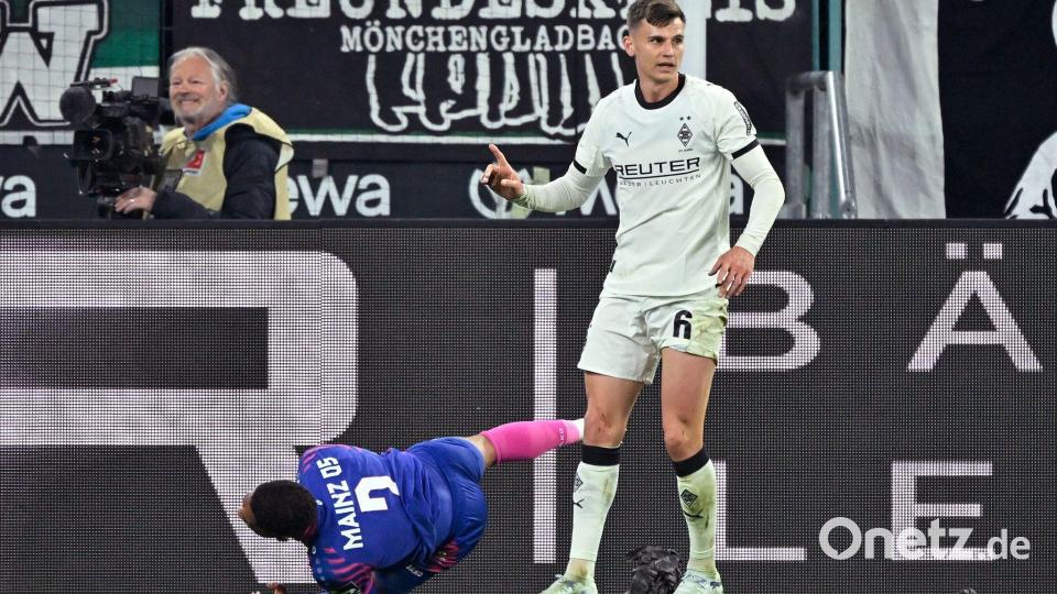 Ein dummes Foulspiel von Yannik Engelhardt hat Gladbach den Sieg gegen Mainz gekostet. Bild: Ulrich Hufnagel/dpa