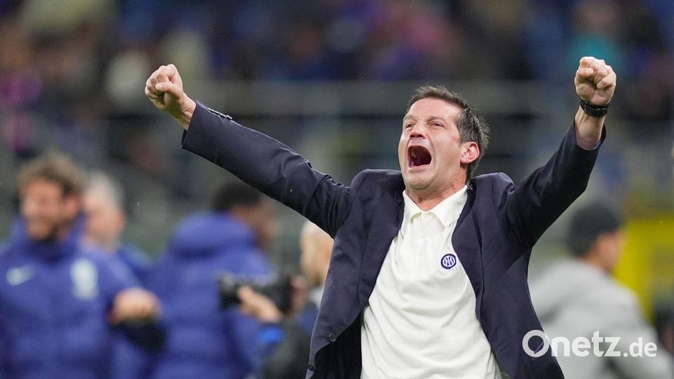 Inter Mailands Cheftrainer Cristian Chivu reagiert nach dem Sieg über den AC Como. Bild: Spada/LaPresse/AP/dpa