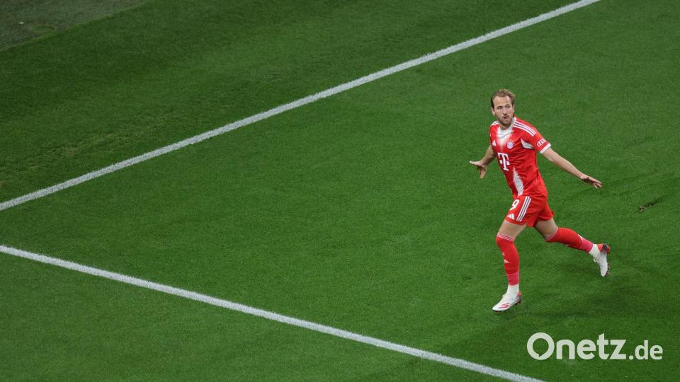 Harry Kane feiert sein Tor zum 1:0. Bild: Rolf Vennenbernd/dpa
