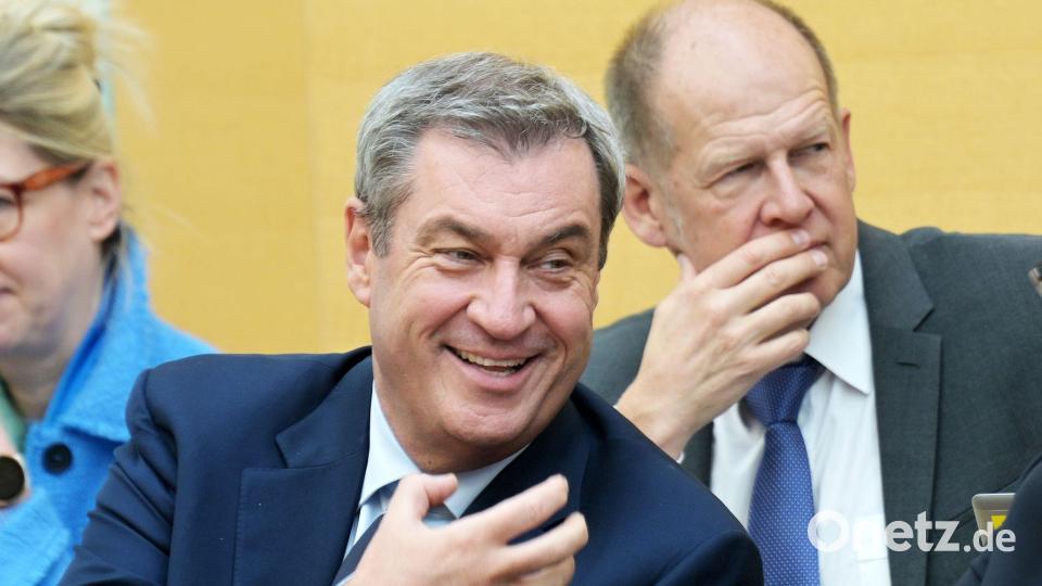 Markus Söder zeigt sich wieder ohne Bart im Landtag. Bild: Malin Wunderlich/dpa