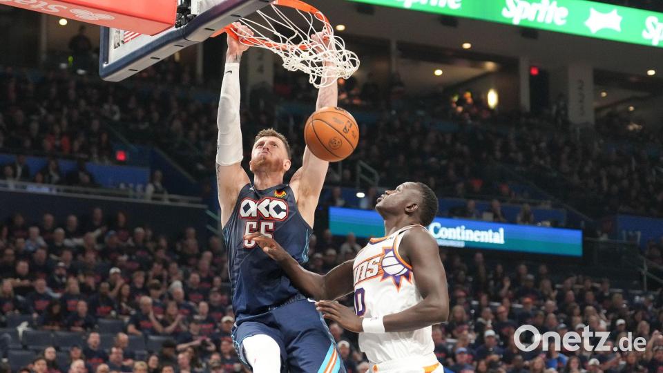 Die Oklahoma City Thunder um Isaiah Hartenstein (l) sind weiter auf Kurs. Bild: Kyle Phillips/AP/dpa