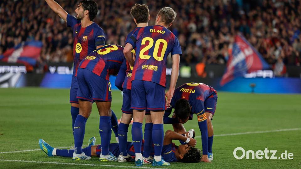Der FC Barcelona sorgt sich um Lamine Yamal. Bild: Joan Monfort/AP/dpa