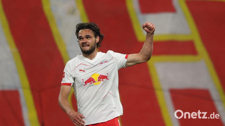 Max Finkgräfe erzielt gegen Union Berlin die Führung. Es war sein erstes Tor im RB-Trikot. Bild: Jan Woitas/dpa
