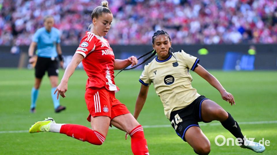 War vor dem 0:1 unaufmerksam: Münchens Giulia Gwinn (l). Bild: Sven Hoppe/dpa