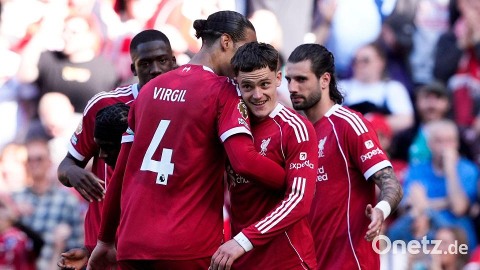 Florian Wirtz setzte den Schlusspunkt beim 3:1 des FC Liverpool gegen Crystal Palace. Bild: Peter Byrne/PA Wire/dpa