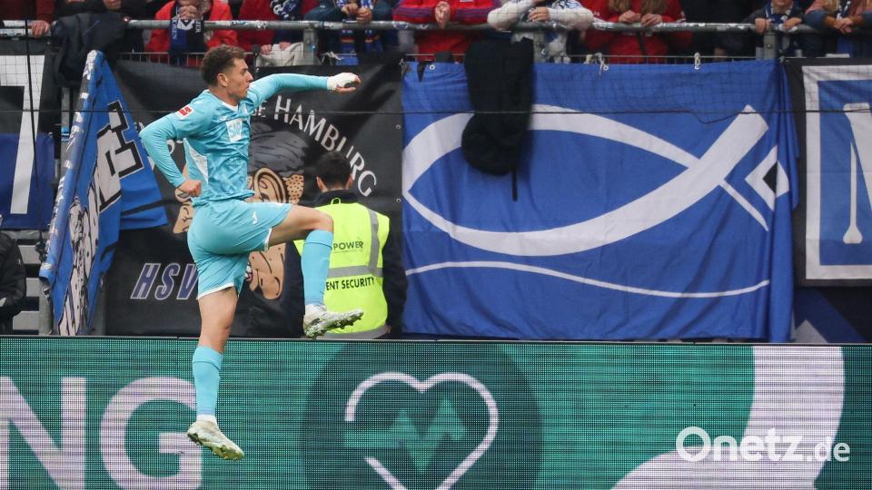 Brachte die TSG gegen den HSV in Führung: Fisnik Asllani. Bild: Christian Charisius/dpa