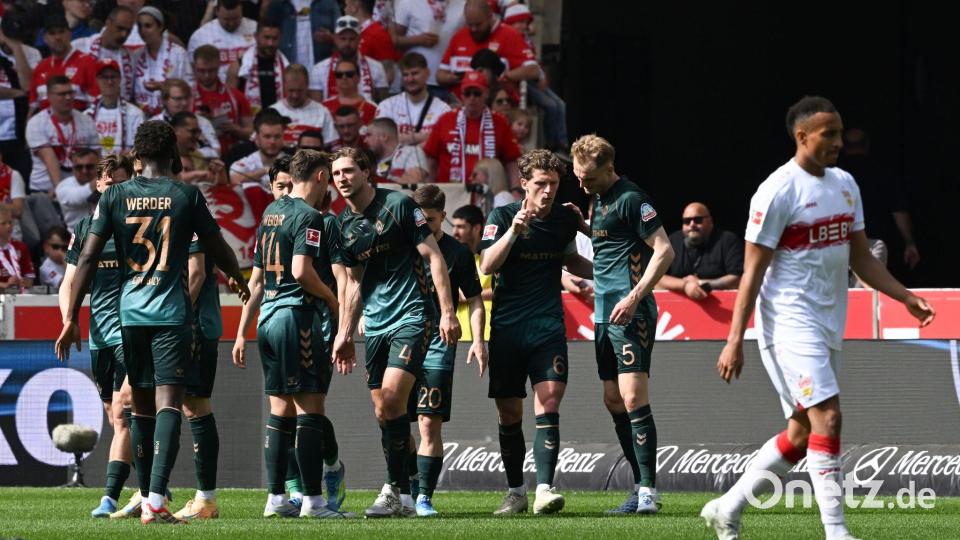 Werder jubelte über das 1:0 in Stuttgart. Bild: Bernd Weißbrod/dpa