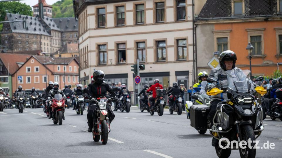 Die Sternfahrt in Kulmbach ist laut Innenministerium das größte Bikertreffen Süddeutschlands. Bild: Pia Bayer/dpa