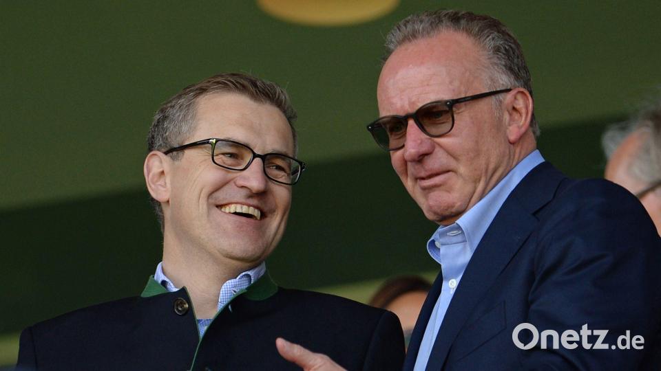 Ein Bild aus gemeinsamen Vorstandszeiten: Jan-Christian Dreesen (l) und Karl-Heinz Rummenigge. (Archivbild) Bild: picture alliance / dpa