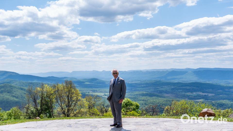 Der britische König Charles III. wird mit dem Shenandoah National Park im Hintergrund bei seinem Besuch in den USA fotografiert. Bild: Julia Demaree Nikhinson/Pool AP/AP/dpa