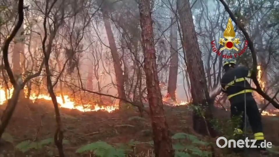 Wegen des Waldbrands haben mehr als 3.500 Menschen ihre Häuser verlassen müssen. Bild: -/Vigili del Fuoco/dpa