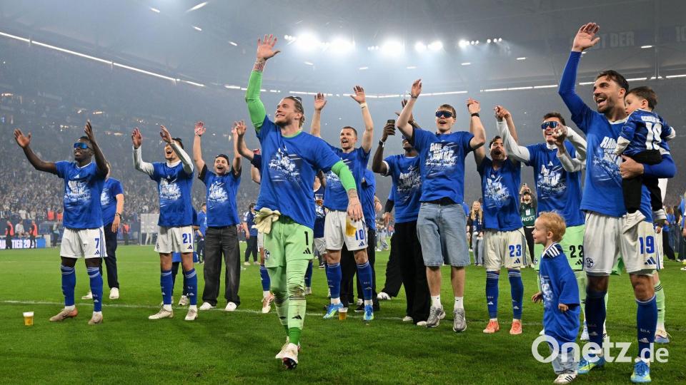 Grenzenloser Jubel bei Bundesliga-Rückkehrer FC Schalke 04. Bild: Bernd Thissen/dpa