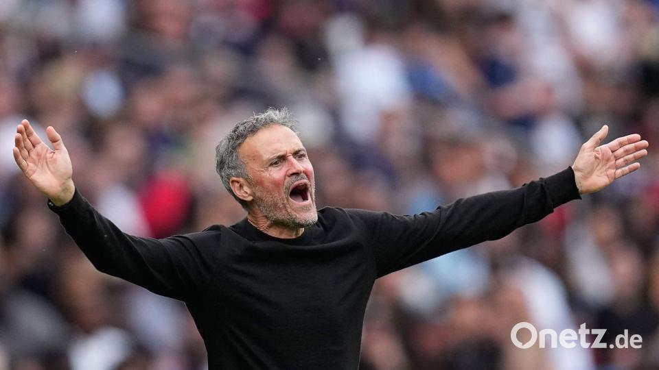 PSG-Trainer Luis Enrique rotierte nach dem 5:4-Sieg gegen den FC Bayern. Bild: Christophe Ena/AP/dpa