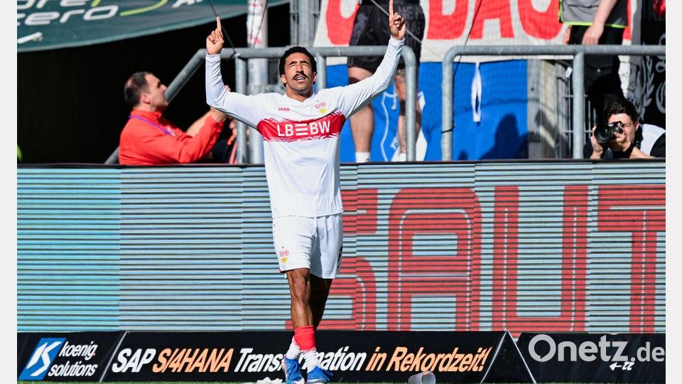 Jubel in der Nachspielzeit: VfB-Joker Tiago Tomás. Bild: Uwe Anspach/dpa