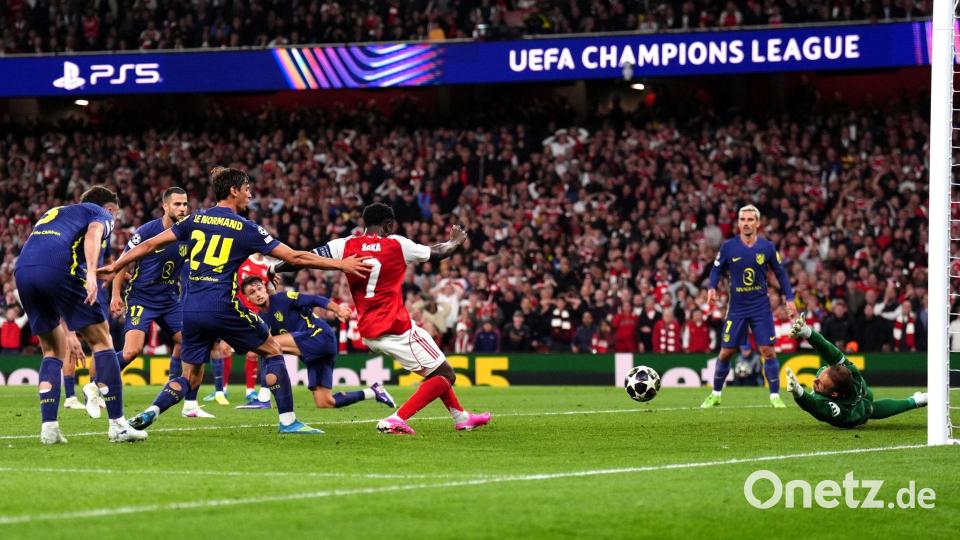 Bukayo Saka (7) traf zur 1:0-Führung von Arsenal. Bild: John Walton/PA Wire/dpa