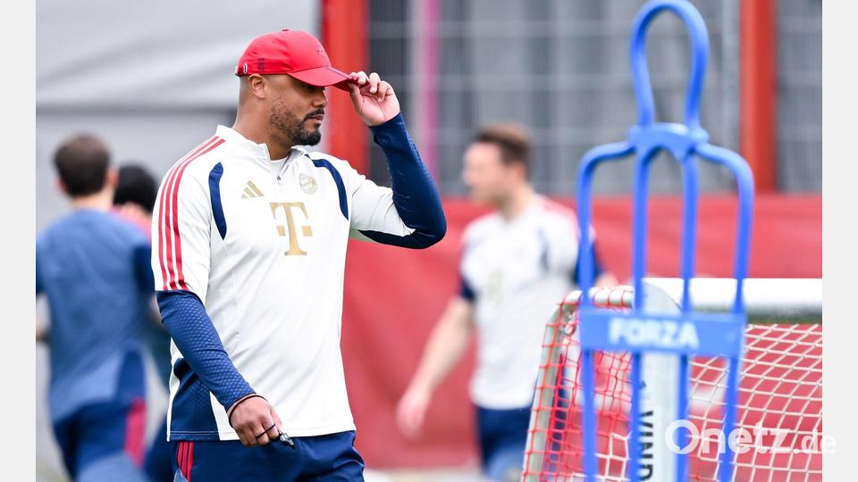 Bayern-Coach Vincent Kompany im Abschlusstraining vor dem Halbfinal-Rückspiel der Champions League gegen Paris. Bild: Sven Hoppe/dpa