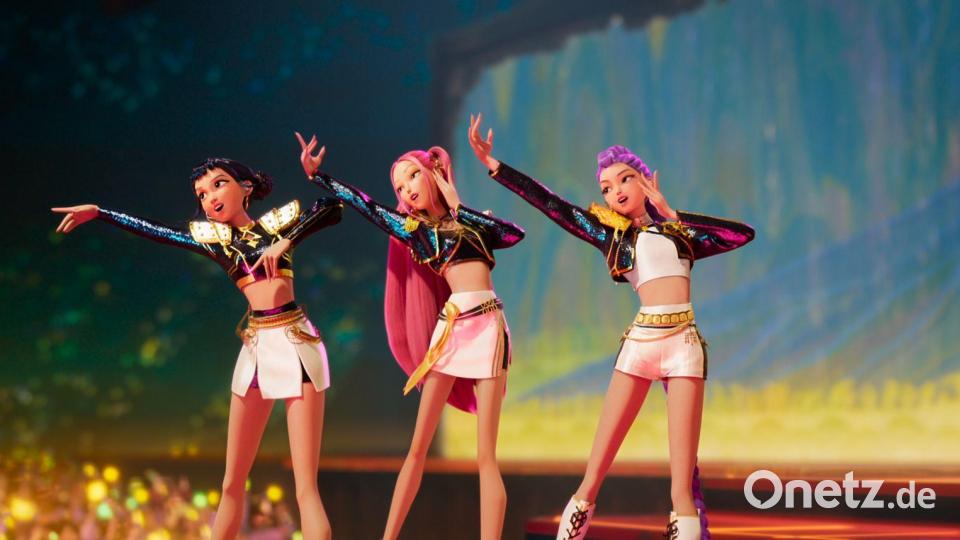 Die Band Huntrix gibt ein Megakonzert im Animationsfilm „KPop Demon Hunters“. (Netflix-Handout) Bild: -/Netflix/dpa