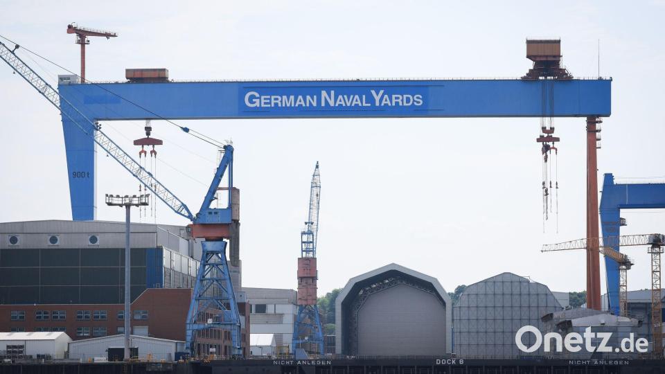Die Kieler Werft von German Naval Yards - vielleicht gehört sie künftig zu Rheinmetall. Bild: Christian Charisius/dpa