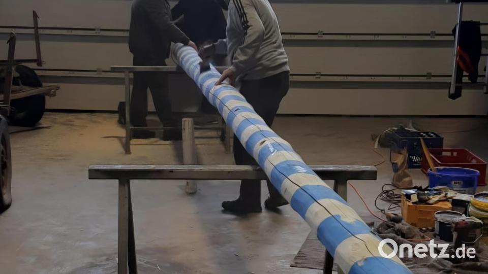 Ursprünglich erstrahlte der Maibaum in den bayerischen Farben weiß und blau. Bild: Dötterl