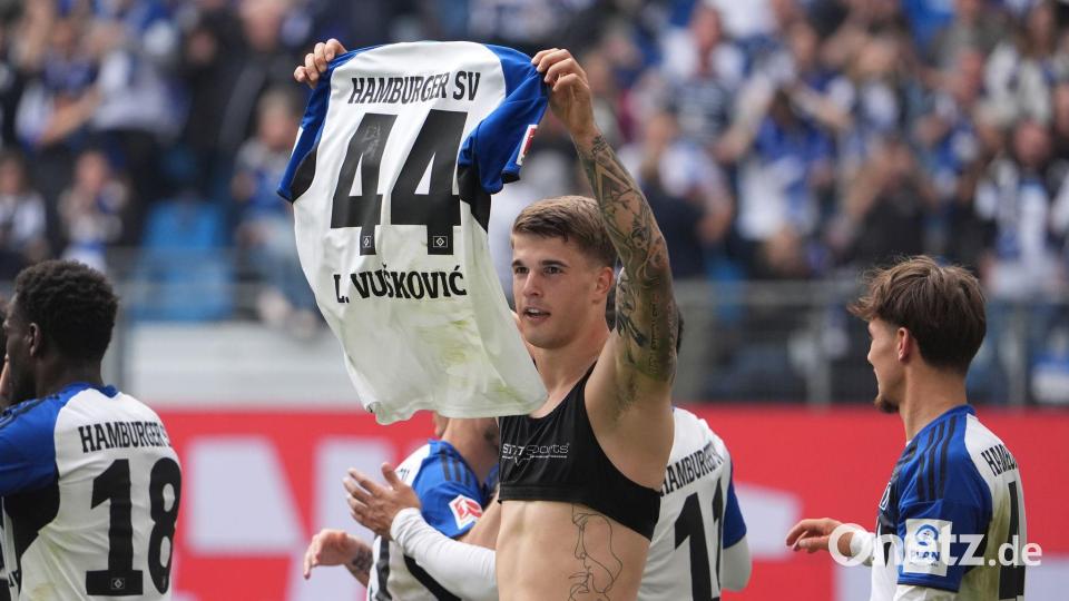 Abschied mit Tor: HSV-Verteidiger Luka Vuskovic. Bild: Marcus Brandt/dpa