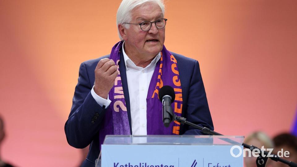 Auch beim Katholikentag vor zwei Jahren in Erfurt war Bundespräsident Steinmeier zu Gast. (Archivbild) Bild: Jan Woitas/dpa
