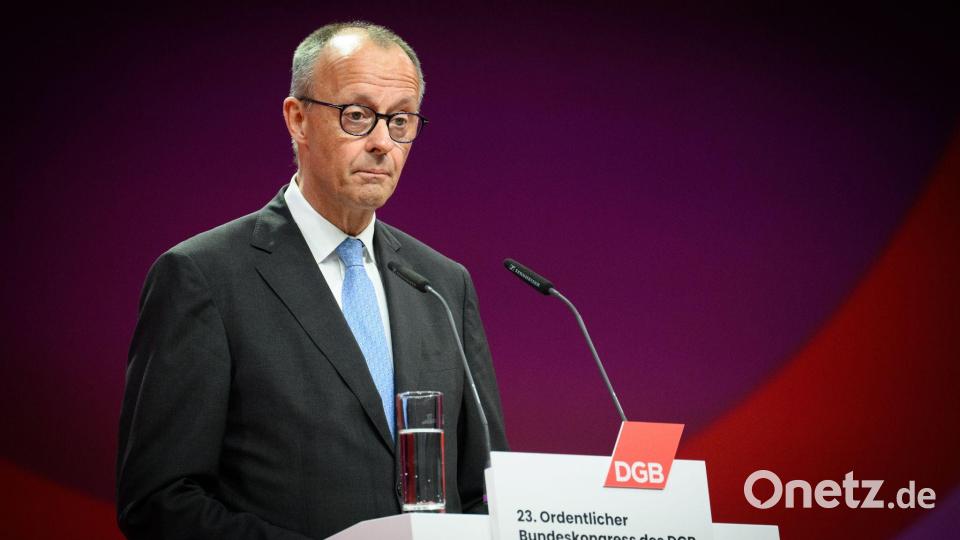 Merz drang beim DGB-Kongress mit seinen Reformappellen nicht durch. Bild: Bernd von Jutrczenka/dpa