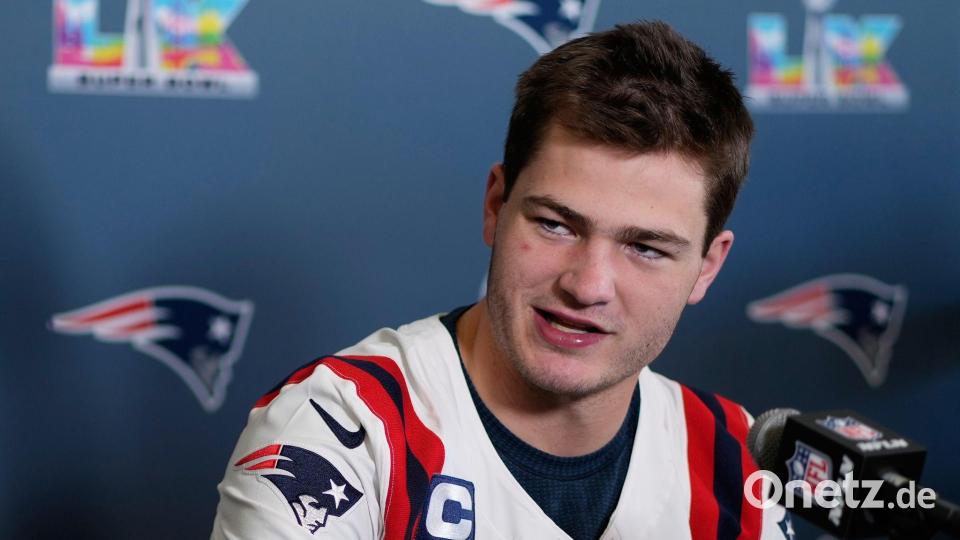 Bei den Patriots im Fokus: Quarterback Drake Maye. (Archivbild) Bild: Charlie Riedel/AP/dpa