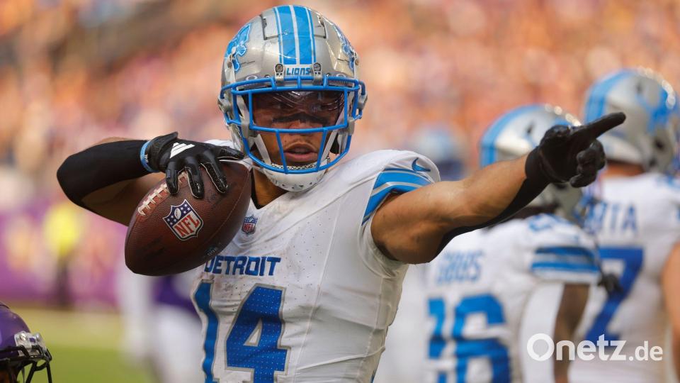 Amon-Ra St. Brown freut sich auf das NFL-Heimspiel mit den Detroit Lions in München. (Archivbild) Bild: Bruce Kluckhohn/AP/dpa