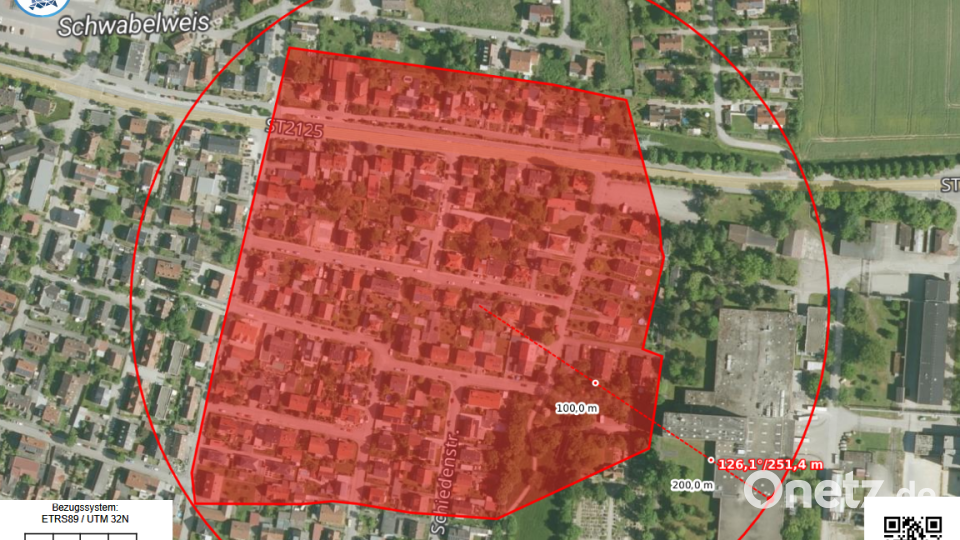 Evakuierungsradius. Bildmontage: Stadt Regensburg