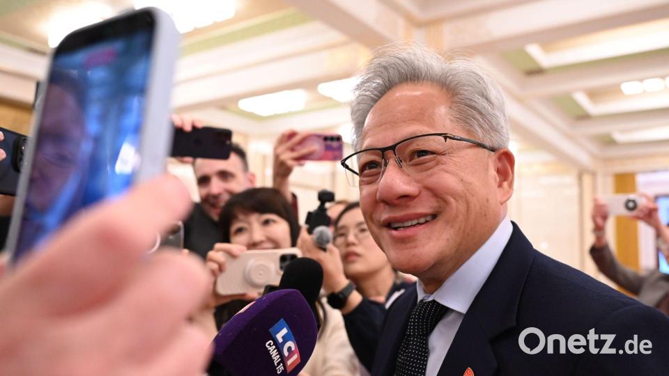 Mit Trump reisten hochrangige US-Wirtschaftsbosse nach Peking - im Bild Nvidia-Chef Jensen Huang. Bild: Johannes Neudecker/dpa