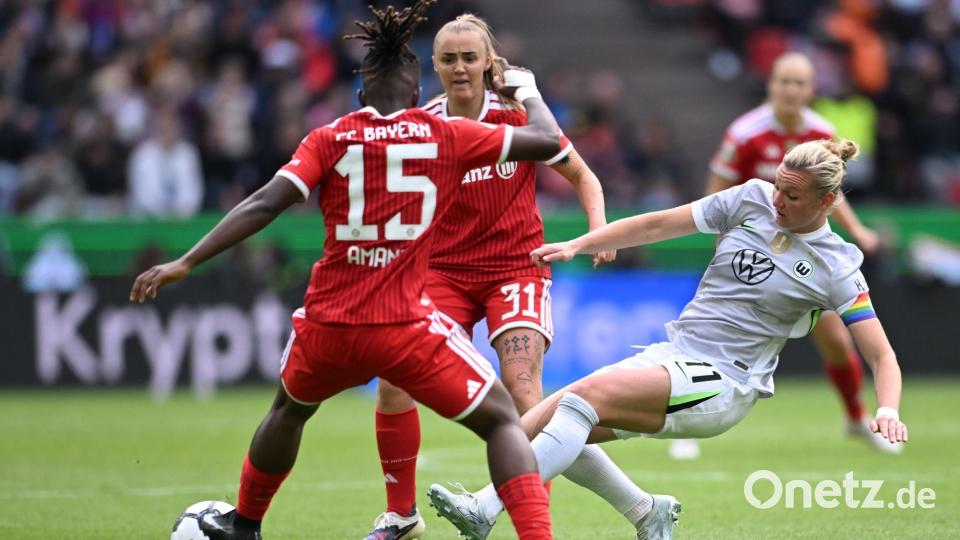 Voller Einsatz: Alexandra Popp (r). Bild: Fabian Strauch/dpa
