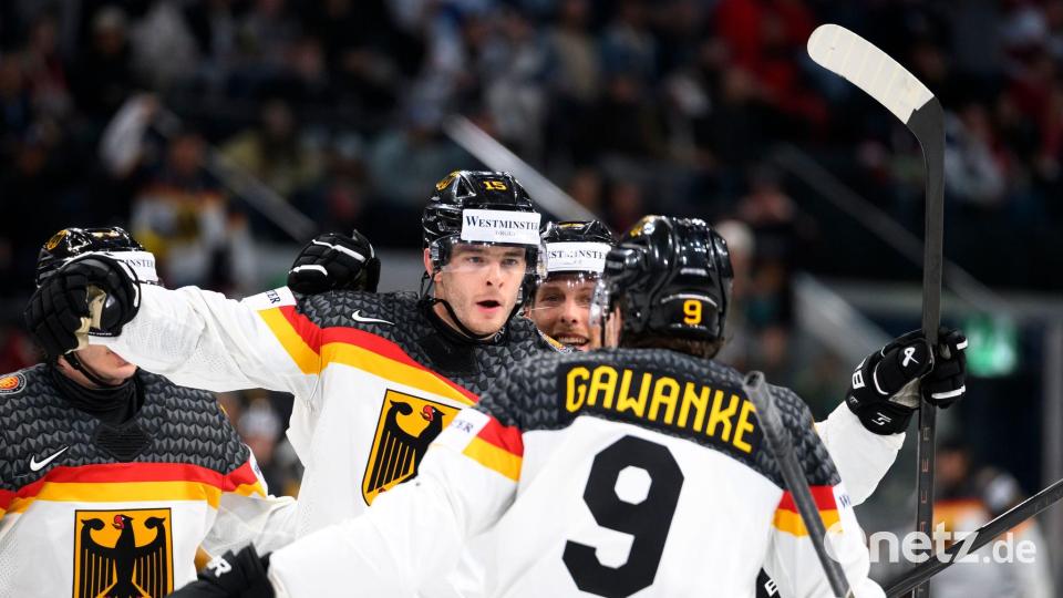 Gegen Finnland gelingt Stefan Loibl das erste deutsche Tor bei der WM 2026. Bild: Andreas Becker/KEYSTONE/dpa