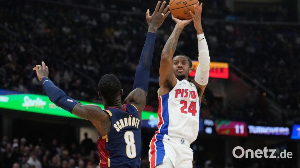 Dennis Schröder (8) blieb gegen Detroit diesmal ohne eigene Punkte. Bild: Sue Ogrocki/AP/dpa