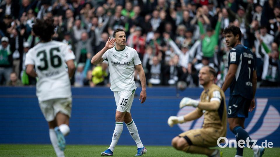 Hoffenheims Leihgabe Tabakovic jubelte für Gladbach. Bild: Fabian Strauch/dpa
