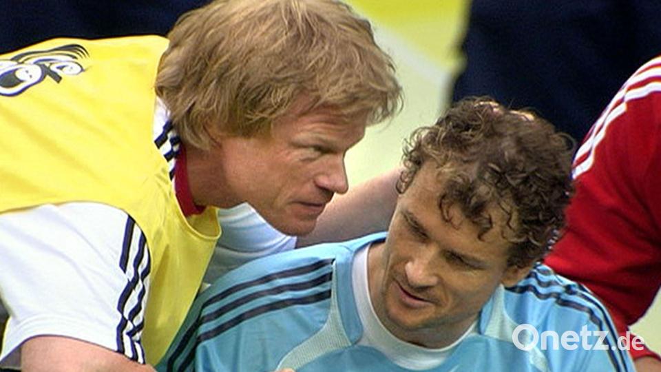 Konkurrenten vor der WM 2006: Oliver Kahn (l) und Jens Lehmann. (Archivbild) Bild: Db Wdr/WDR/dpa