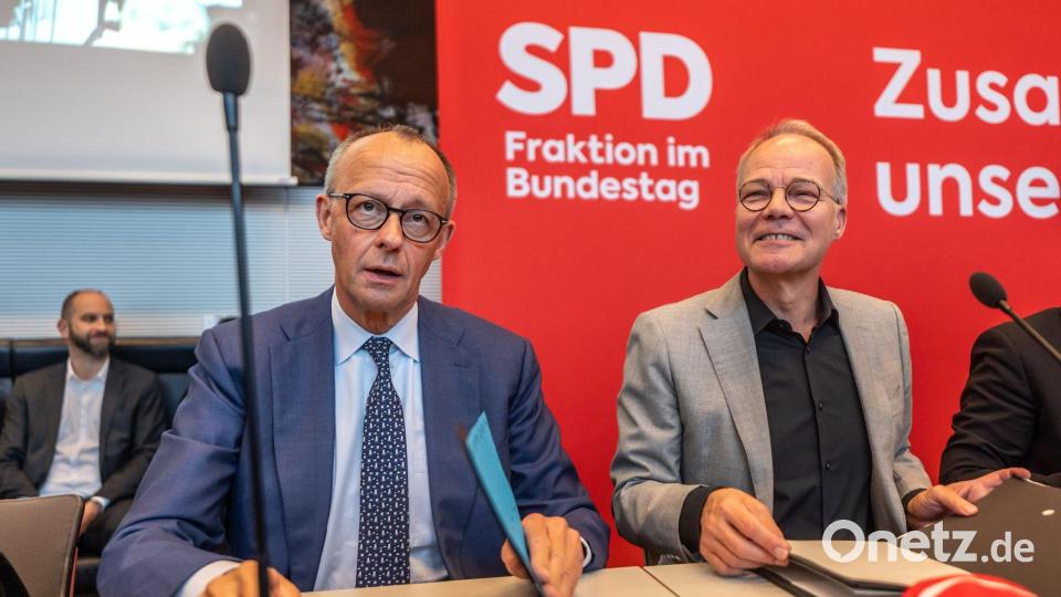 Merz bei der SPD-Fraktion Bild: Michael Kappeler/dpa