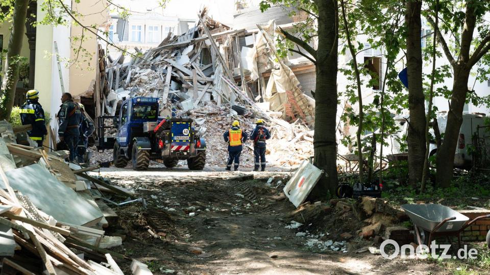Auch eine Hundestaffel wurde bereitgehalten. Bild: Sebastian Kahnert/dpa
