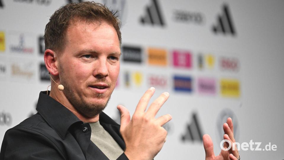 Erklärte auch die Entscheidung pro Sané: Bundestrainer Julian Nagelsmann. Bild: Federico Gambarini/dpa