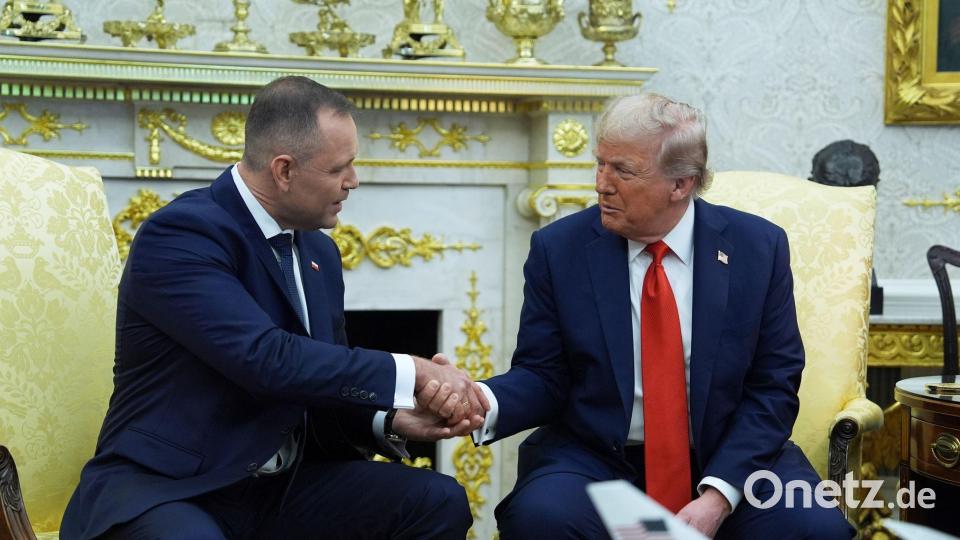 Trump und Nawrocki verstanden sich beim Treffen gut. Archivbild: Evan Vucci/AP/dpa
